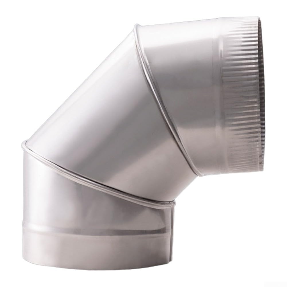 Tubo di scarico a 90 gradi, resistente al calore fino a 800 °C, per stufa a legna e camino, nero, saldato senza cuciture, resistente alla ruggine (200 mm, nero)