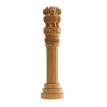 INDIAN CRAFTS Wooden Ashok Pillar 8 Inch Height (20cm)