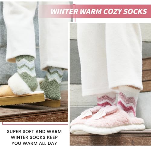 Image of Avisky Fuzzy Socks for Women - 5 Pairs Winter, Soft Cozy Fluffy Slipper Plush Warm Home Sleeping Socks