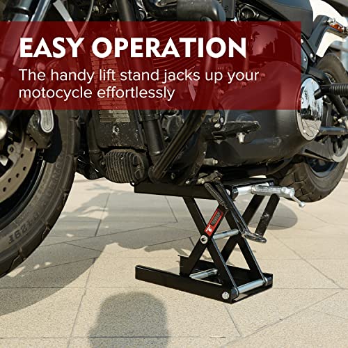 Donext Motorcycle Lift Scissor Jack, 1200 Lb Capacity Wide Deck Hoist Stand Maintenance Bikes Atvs Garage Repair Center Stand Lift Jack, Black #TOP6