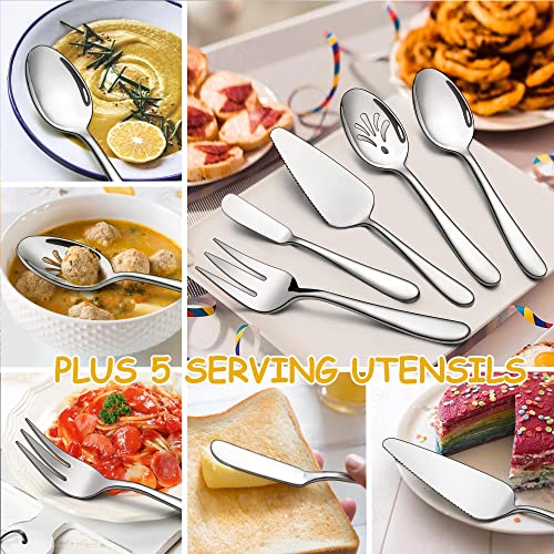 Lianyu 45-Piece Heavy Duty Silverware Set With Serving Utensils, Stainless Steel Flatware Set For 8 thumb #3
