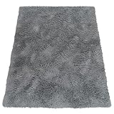 Paco Home Hochflor Teppich Wohnzimmer rutschfest Fellteppich Shaggy Flauschig Weich Modern Kunstfell Fell Imitat Einfarbig, Grösse:140x200 cm, Farbe:Grau