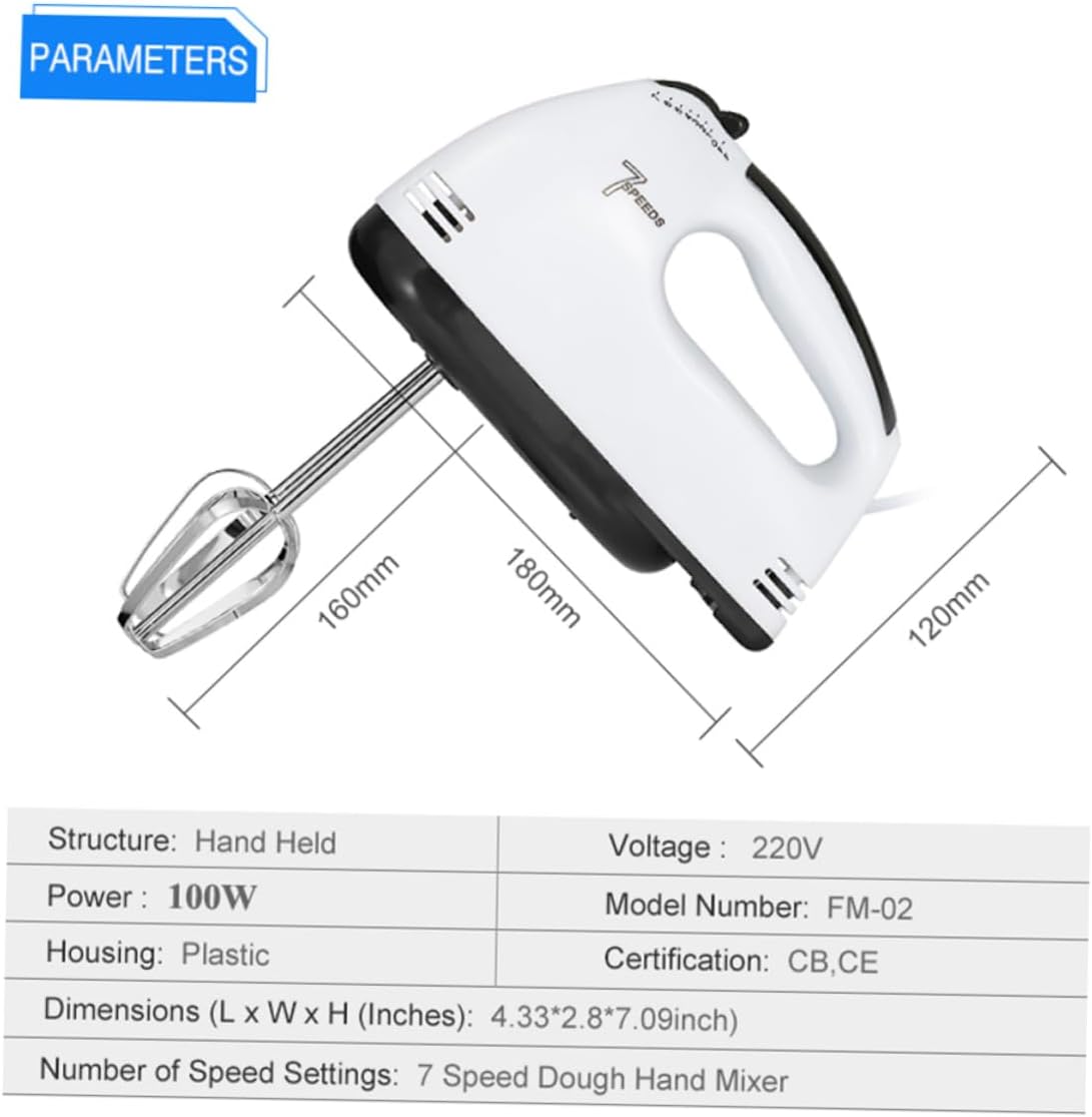 Speed Electric Hand Mixer Beater for Kitchen Baking Motorized Beater Dough Hook Us Compact Easy Storage for Milk Salad