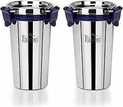 PDDFALCON Stainless Steel Eco Nxt Tumbler/Glass With Steel Lid And Extra Clamp, 100% Leak Proof (450 Set Of 2, 450 Ml)