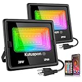 Kutuspon Smart LED Flood Lights 20W RGB Outdoor Color Changing Lights, APP Control, IP66 Waterproof,...