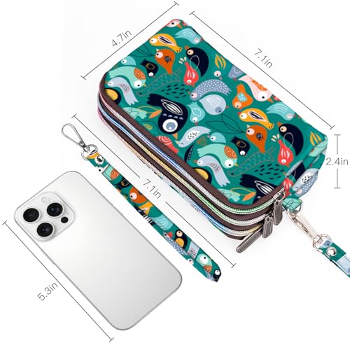 Image of BIAOTIE Large Capacity Wristlet Wallet - Women Printed Nylon Waterproof Handbag Clutch Purse