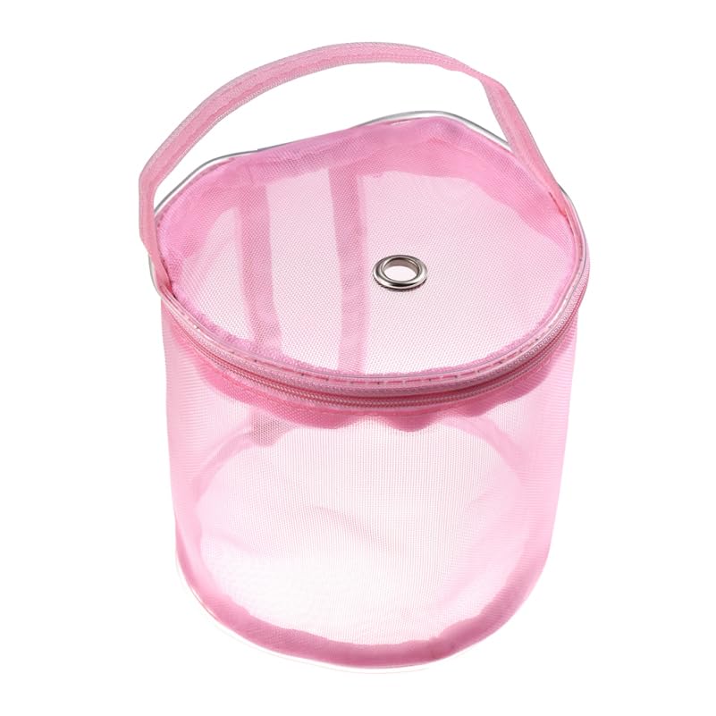 DOITOOL Bolsa de armazenamento de fios de crochê, bolsa de malha de fio de lã, organizador à prova de poeira para ganchos de crochê e acessórios bolsa de armazenamento portátil para artesanato (rosa)