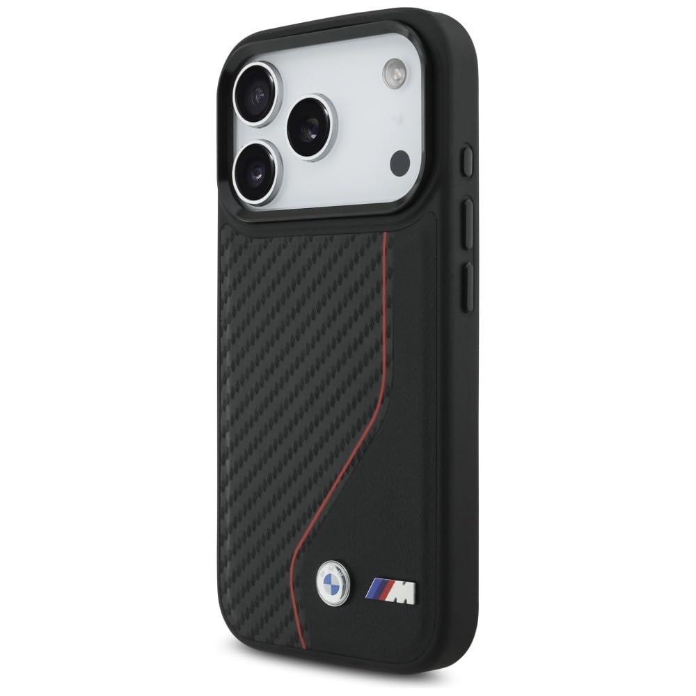 CG Mobile BMW M Carbon Line & Logo Compatible avec Mag Safe Coque pour iPhone 17 Pro (Rouge)