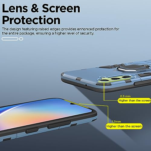 Image of Pikkme Samsung Galaxy A34 5G Back Cover | D5 Tough Armor Bumper | 360 Protection Case | Ring Holder Stand Case for Samsung Galaxy A34 5G (Blue)