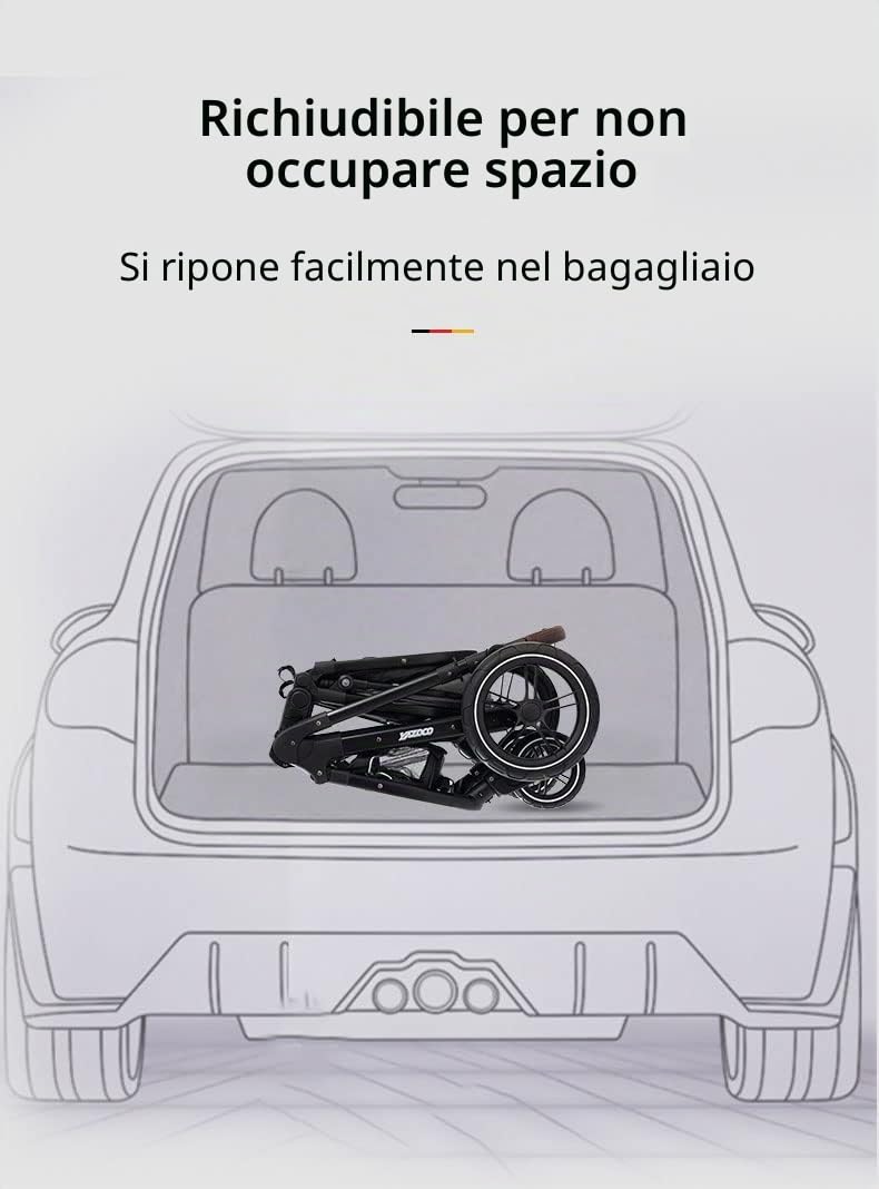 GLOKID Passeggino 3 in 1，Passeggino Canne，Trio，Con Seggiolino Accessori，Adattatori universali，Passeggino per bambini fino a 25 kg，4 ruote con ammortizzatori，navicella，grandi ruote (X1 Rosa)