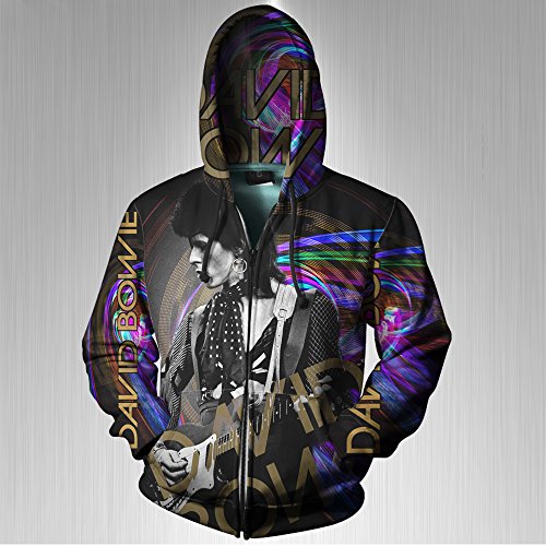 Space Oddity David Bowie Memorial Fans Print Sublimation Men Zipper Hoodie Sizes: S to 3XL (Large)