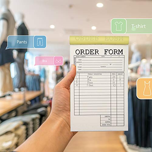 Lesnala 2-Part Carbonless Order Form Pads 2 pcs,50 sets each,White/Yellow14x21cm( 5.5 x 8.26 in) Which Can Use in Store,warehouse,office,restaurant and so on as Sign receipt,Sale Form,Invoice Purchase