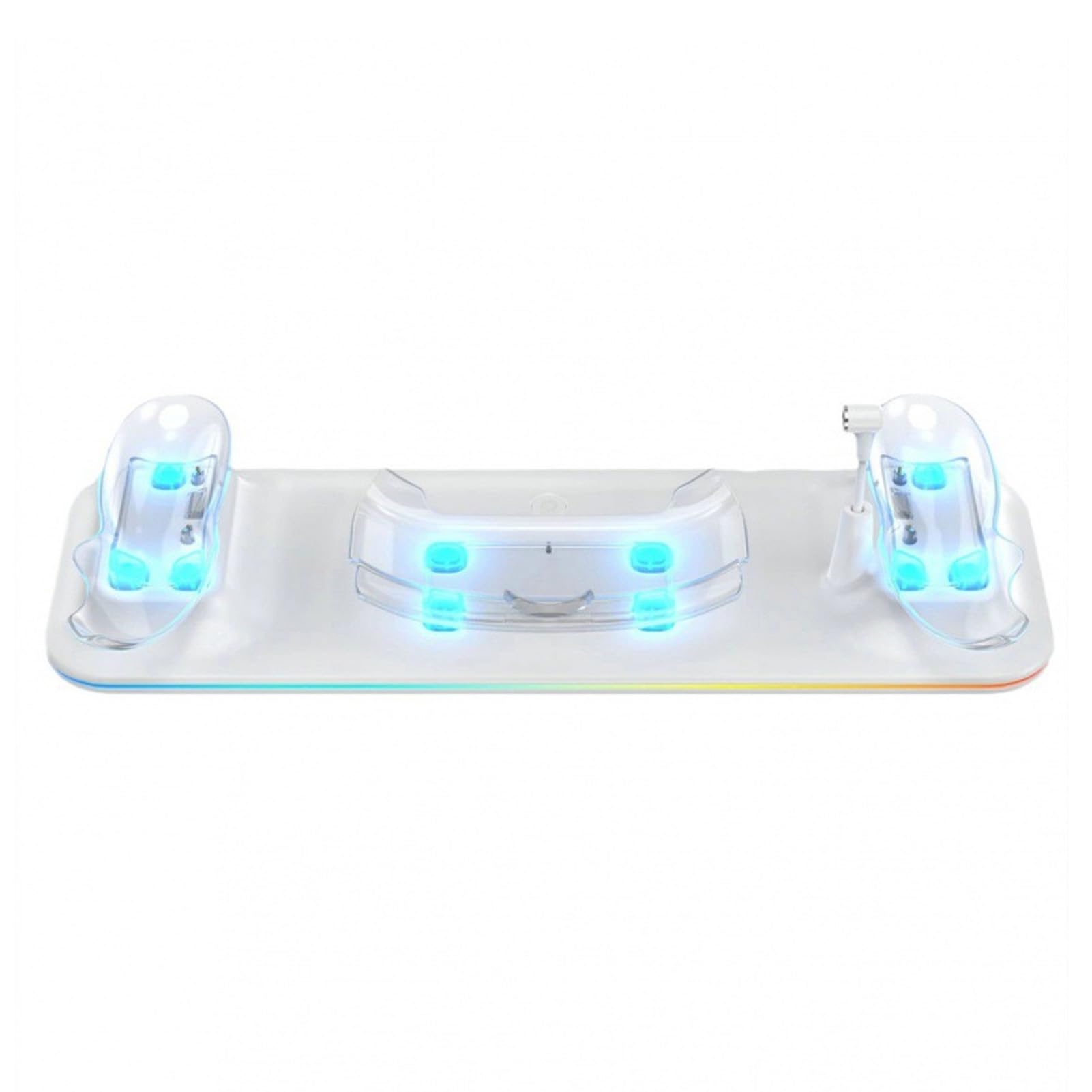 Dock di ricarica per controller visore VR, supporto magnetico per stazione di ricarica con luce RGB, caricabatterie wireless da 2,4 GHz per occhiali VR, include 2 batterie da 1200 (Bianca)