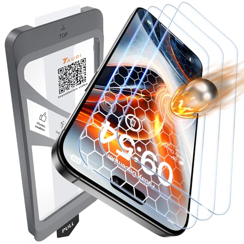 TAURI für iPhone 16 Pro Max Panzerglas 6 9 mit Staubfreie Installationswerkzeug Gehärtete Glas Displayschutz Full Screen Kratzfest Schutzglas Anti-Fingerabdruck und Bubbles Schutzfolie 3 Stück