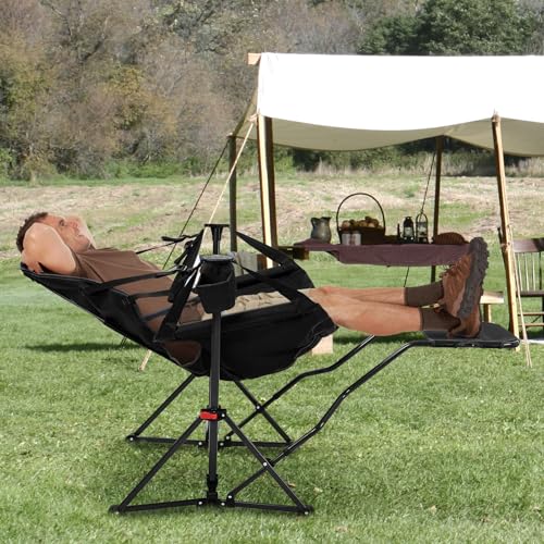 GDY Oversized Hammock Chairs, Adjustable Back Swing, Cup Holder, Black Outdoor
