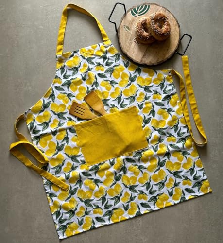 Image of Oak & Lily 100% Cotton Kitchen Apron | Fully washable with large front pocket | European quality | Made for Indian sizes