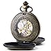 TREEWETO Mechanical Roman Numerals Dial Skeleton Pocket Watches with Box and Chains Gift for Mens Man Women