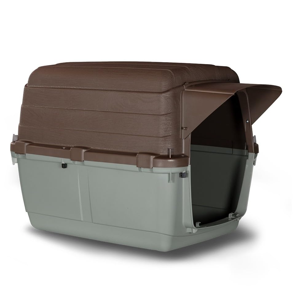 URBNLIVING Large Plastic Dog Kennel – Weatherproof Outdoor Pet House, Durable Plastic Garden Shelter for Dogs, Puppies & Pets - Small