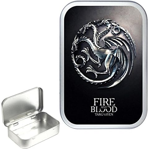 Targaryen Silver Hinged Tobacco Storage Tin Cover