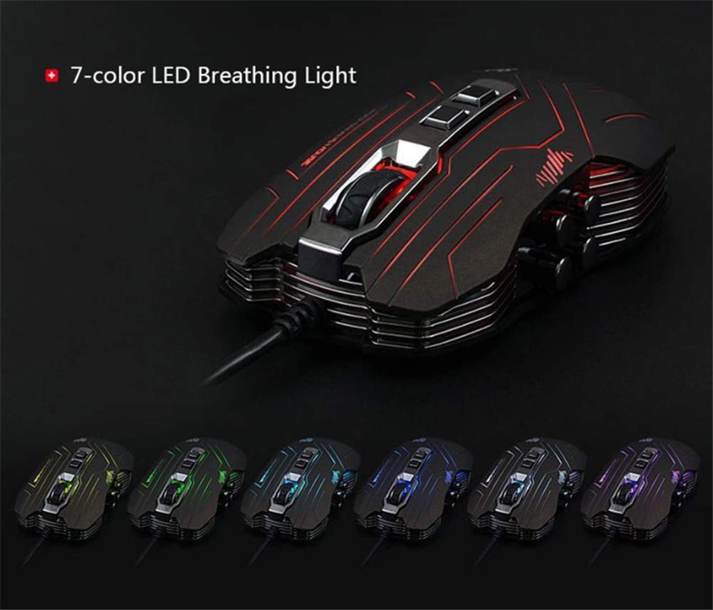 Mouse da gioco Gaming Mice Mouse da gioco a vibrazione cablata con ottica USB 9D a LED a 3200 DPI LED a 7 colori