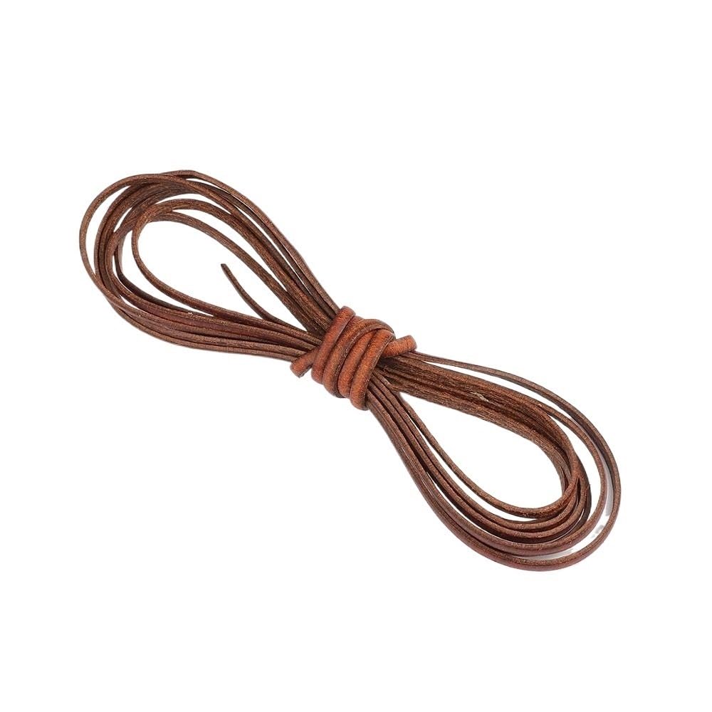 Skórzana lina okrągła i płaska 2 metry brązowa, wiele rozmiarów(3mm)
