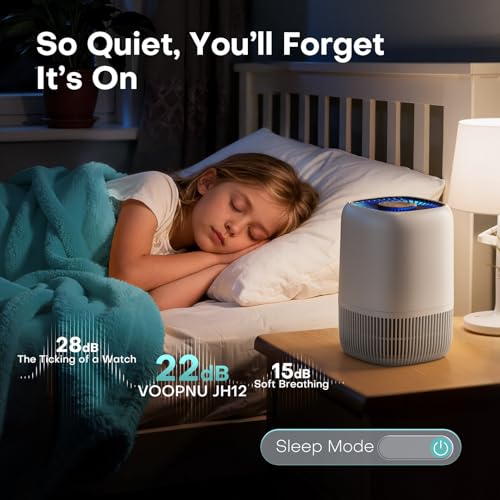 Air Purifiers for Home with H13 Quiet HEPA Filter Up to 1076 Ft² for Pet Hair, Odors, Pollen, Smoke, Compact Air Cleaner with 3 Speeds, Timer, Aroma Quiet 360°Intake Filter, White - Image 5