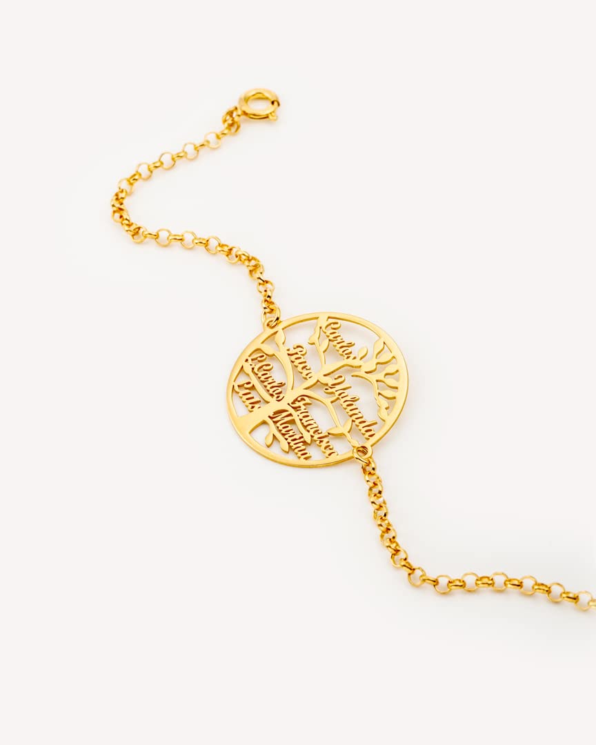 Pulsera Personalizable del Árbol de la Vida | Lleva los Nombres de la Familia Contigo | de Estilo Sofisticado | en Plata de Ley | Joyería Especial para Mamá o la Abuela