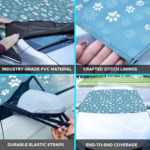 Image of Autovir Car Windshield Cover for Ice and Snow | Oxford Fabric Windshield Cover Snow Car Cover |Water, Heat & Sag-Proof Car Windshield Snow Cover |Winter Windshield Covers