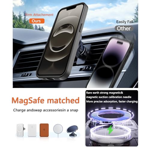Image of Magnetic iPhone 16E /17e case,Compatible with Magsafe, Military-Grade Protection,Slim Translucent Matte Shockproof with Anti-Scratch Anti-Fingerprint Phone Cover (Black, iPhone 16E /17e)