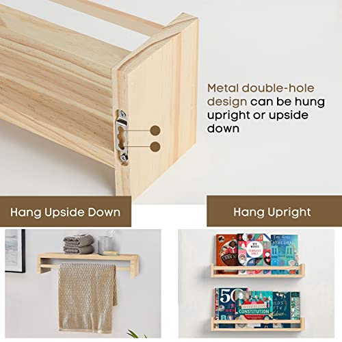Idee-Home Floating Nursery Book Shelves For Wall Set Of 4, Wall Bookshelf For Kids, Hanging Small Wood Book Shelf Organizer For Kids Room, Book Shelf Wall Mounted For Baby Bedroom Decor Storage Brown #TOP4