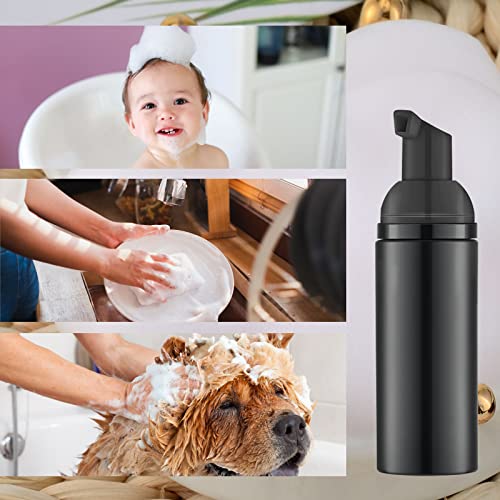 KOIBITO 2 Oz Black Foam Soap Bottle with Black Pump Empty Travel Foaming Dispenser for Hand Soap,Lash Shampoo,Body Wash(12 PCS, Black Cap)4
