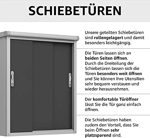 GFP Geräteschrank Metall 120x75x150 cm Gartenschrank wetterfest mit Schiebetür in anthrazit inkl. Fußboden – Bild 6