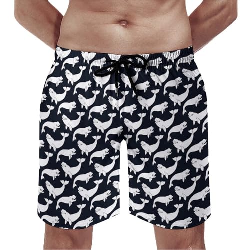 Mens Peach Skin Beach Short Soft Board Shorts Beluga Whale Swim Trunks Surfing Swimming4