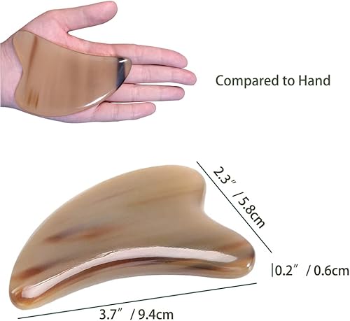 Miniatura 3 de Tabla de raspado de cuernos de búfalo africanos naturales hecha a mano para cara, ojos y cuerpo para desintoxicación de masaje, masaje de spa,