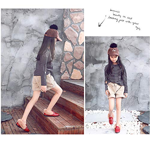 TangDao Toddler Little Big Kids Boat Dress Shoes Soft Slip-on Flats Shoes with Fur Girls Boys Comfort Loafers Leather Warm Dress Shoes for Girls3