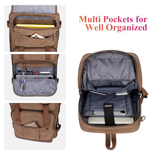 Image of WITZMAN Canvas Travel Backpack for Men Large Laptop Backpack Fit 16 inch Carry-on Airline Approved Shoulder Rucksack