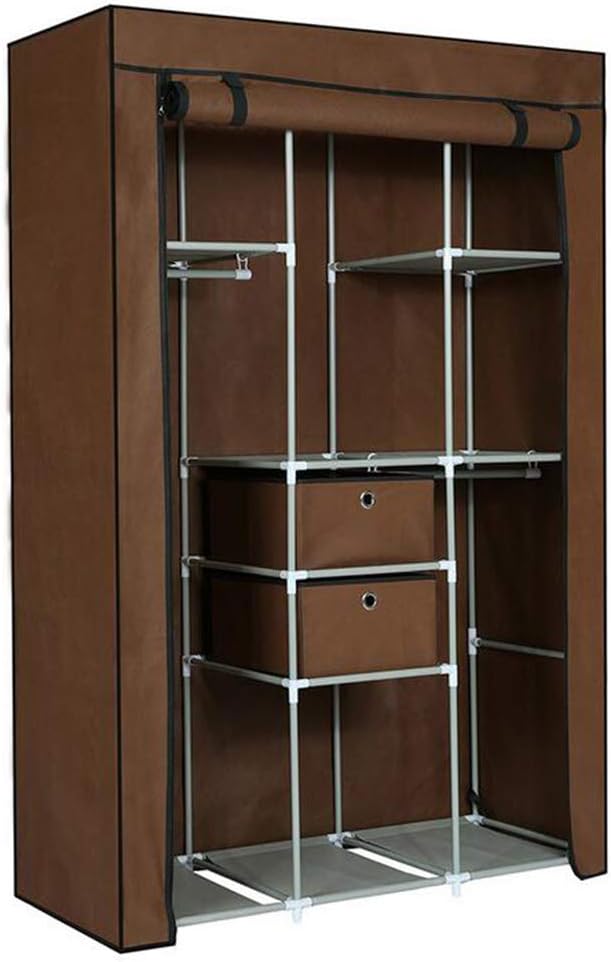 Cloth Wardrobe Clothes Closet, Portable Closet Wardrobe Storage Closet Standing Closet Fabric Cabinet Portable Wardrobe,Brown_105*45 * 158cm
