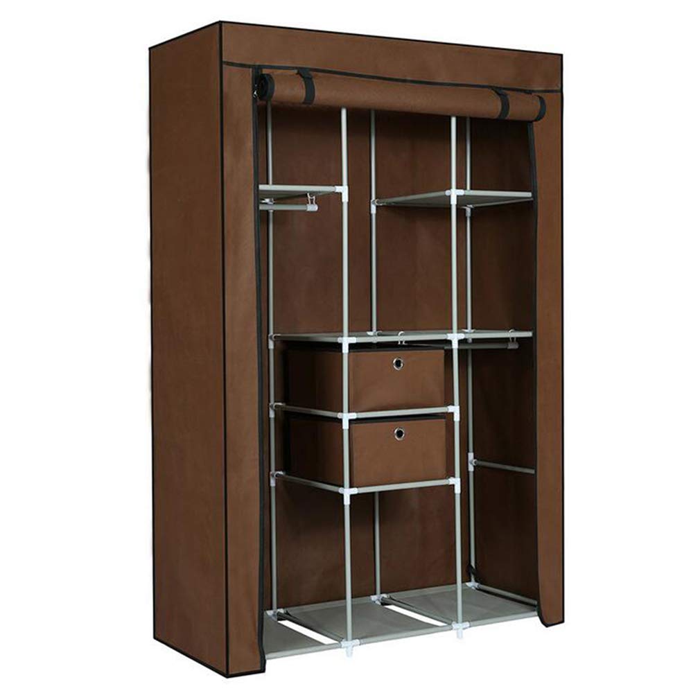 Armario de almacenamiento de tela armario portatil de pie mueble para ropa desmontable marron