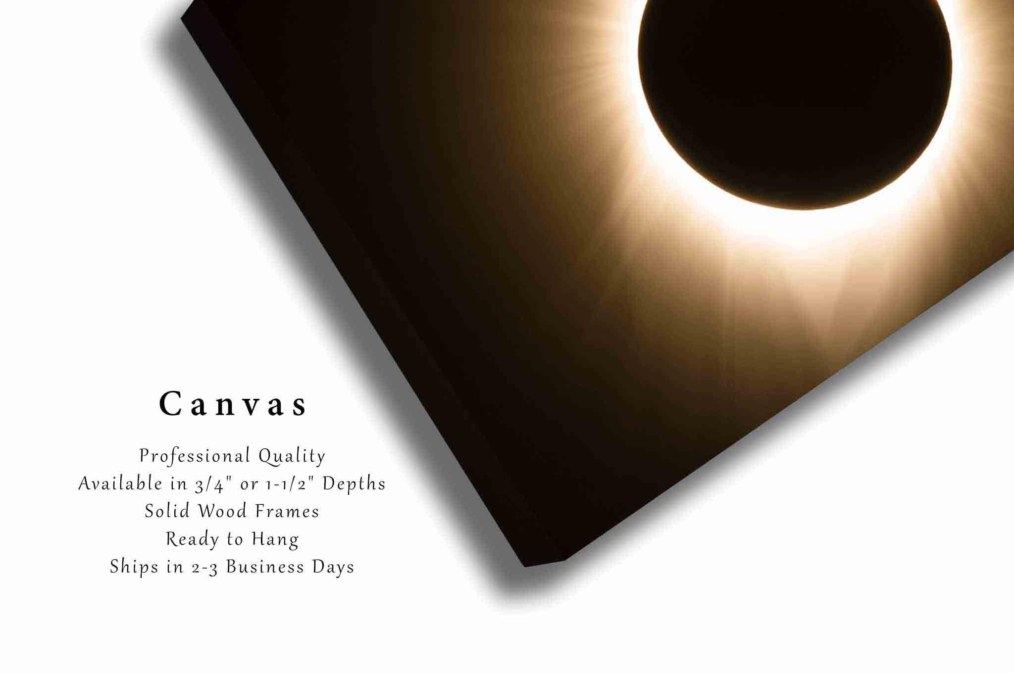 Celestial Canvas Wall Art (Ready to Hang) Gallery Wrap of Total Solar Eclipse at Totality in Nebraska Sun Moon Photography Science Nature Decor (1.5