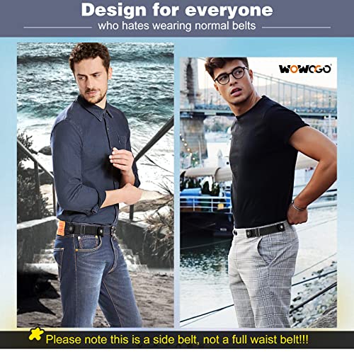 2 Pack No Buckle Belts for Men Women - Elastic Stretch Adjustable Invisible Side Belt Fits 1.5 Inch Loops3