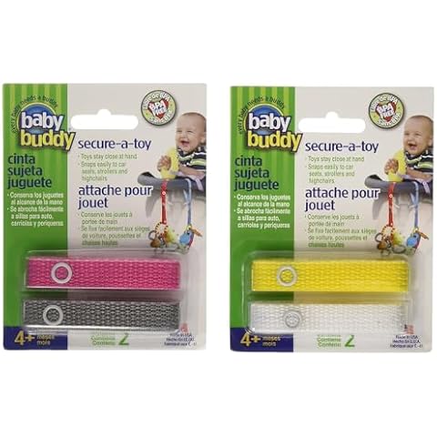 Baby Buddy Secure-a-Toy, Adjustable Pacifier and Teether Strap for Stroller, Highchair, and Car Seat, Assorted Girl Colors, 4 pack Cover