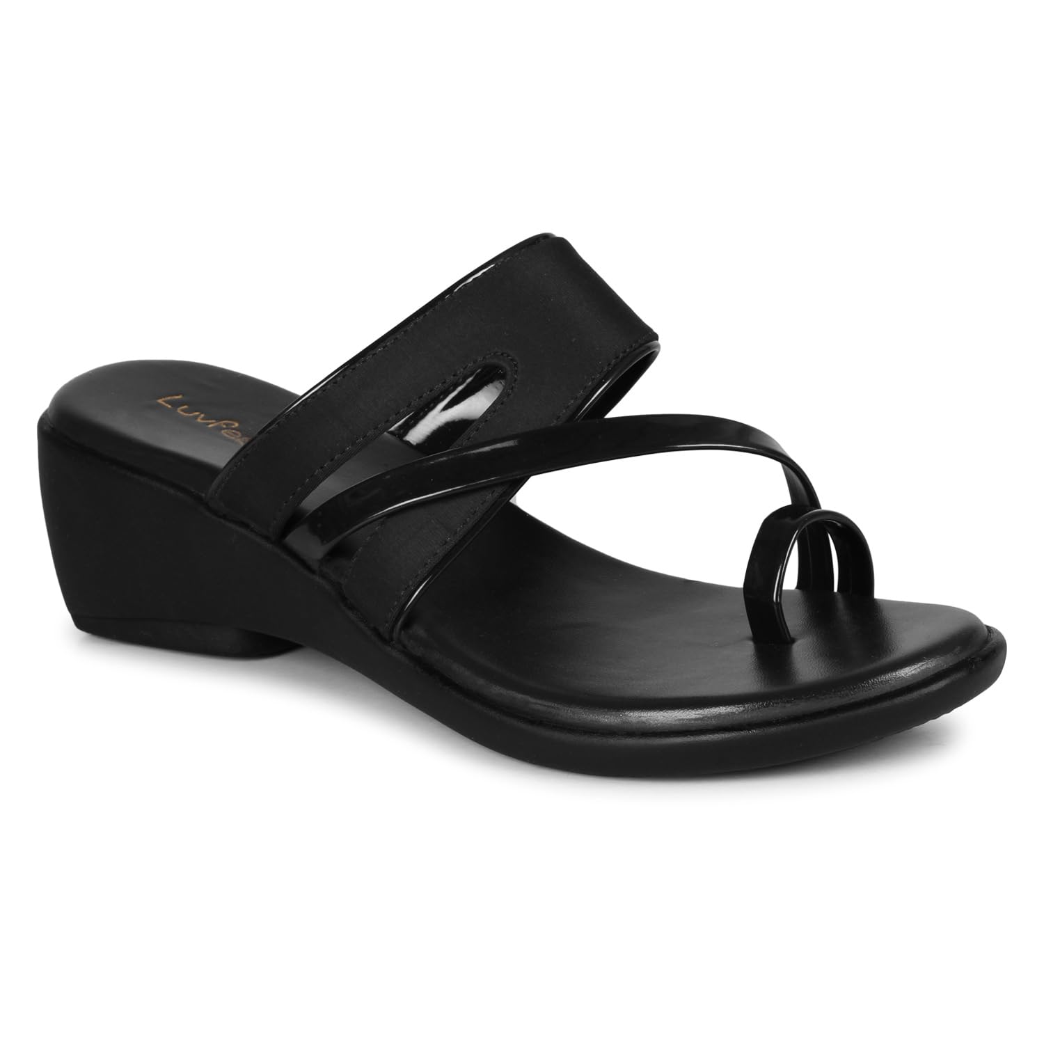 LUVFEET Women Faux Leather Fashion Sandals Wedge Heel Slip -on Sandal (B0D632ZDYD) Amazon Price History, Amazon Price Tracker