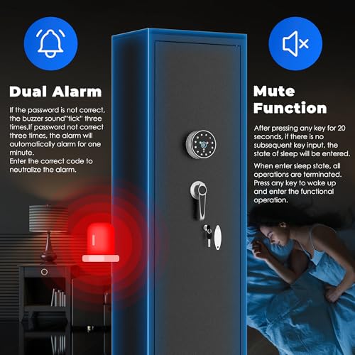 Image of Bonusall Fully Assembled Biometric Gun Safe Rifle,Gun Safes for Rifles and Pistols Holds 8-10 Firearms with Adjustable Racks,Fingerprint Keypad Lock Gun Cabinet for Home & Hunting for Enthusiasts