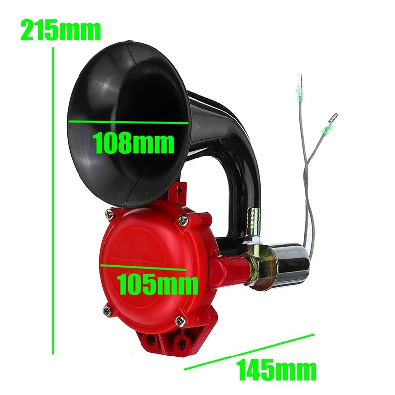 Dwutonowy klakson, 12V 200dB Elektryczny klakson samochodowy Czerwony Czarny 215x145mm do samochodu ciężarowego motocykla
