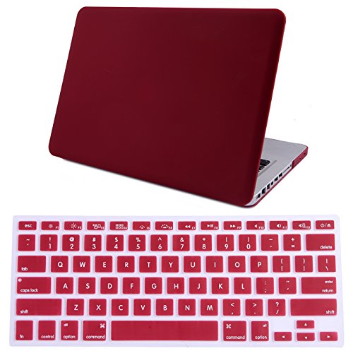 HDE Plastic Hard Case and Keyboard Cover for MacBook Pro 13 (Non Retina) Snap On Protective Hard Shell Burgundy Design Fits Old Macbook Pro 13 Inch Model A1278 with CD Drive (Burgundy)