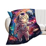 Lureix Cat Blanket, Galaxy Space Throw Blankets, Cat Gifts for Boys Girls Women Men Lover Adult Cozy Fleece Flannel Bedding Stuff Animal Plush for Couch Sofa Bed Decor 50'X40'