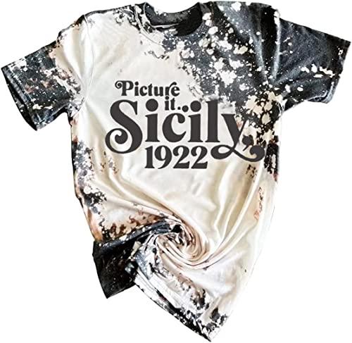 MLZHAN Funny 'Picture It Sicily 1922' Women's T-Shirt - Summer Short Sleeve, Letter Print, Casual Fit