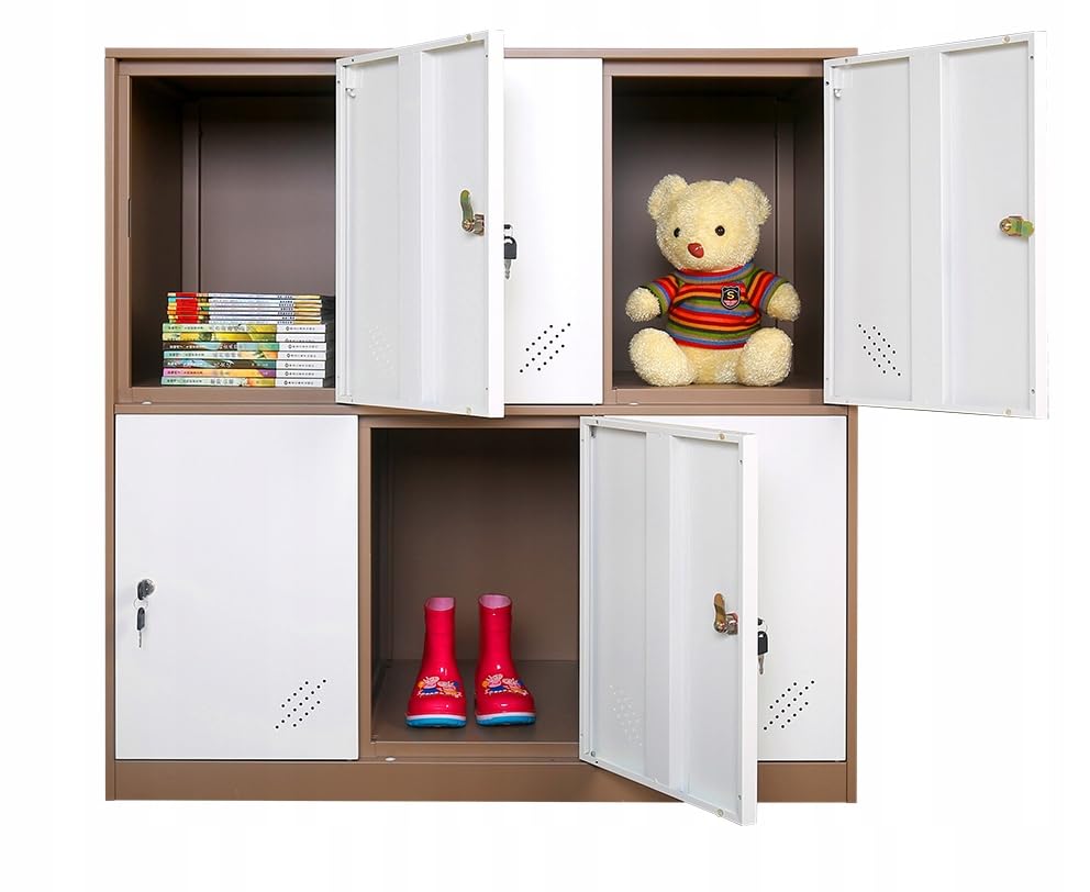 MECOLORMetal Locker for Office,Storage Locker for employee,gym lockers,Lockable Steel Locker for bedroom…(6D,White)