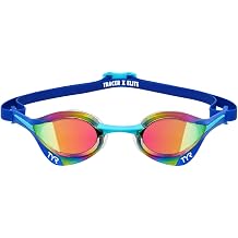 TYR Adult Tracer-X Elite Goggles - Low Profile Racing Swimwear, Mirror, Blue, Turquoise