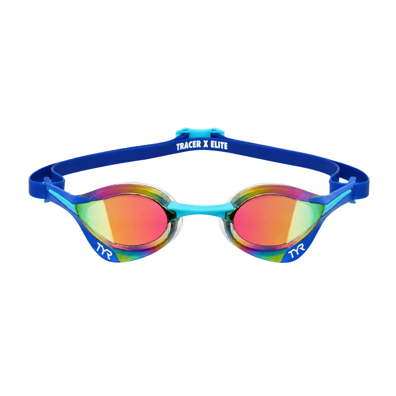 TYR Gogle dla dorosłych Tracer-X Elite - Low Profile Racing okulary pływackie, lustrzane, niebieskie, turkusowe